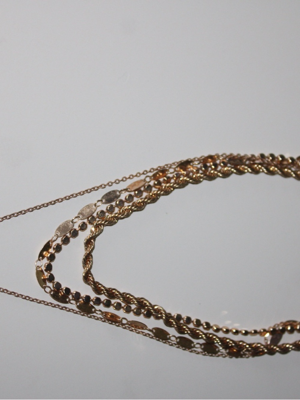Gold-Tone Layered Women's Necklace - Elegant Multi-Chain Design